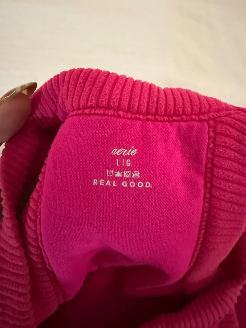 aerie Hot Pink Ribbed Halter-Style One-Piece Bodysuit